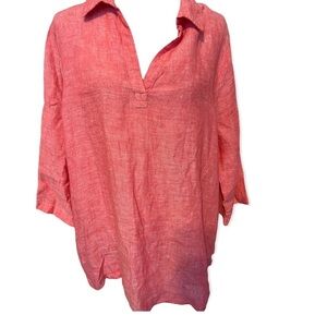 Tahari Linen Blouse Tunic 1X